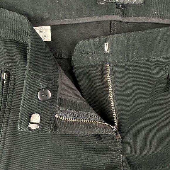 Theory Pants Womens 2 Black Riding Cotton Twill Ankle Zip Stretch Career Office - Picture 5 of 15